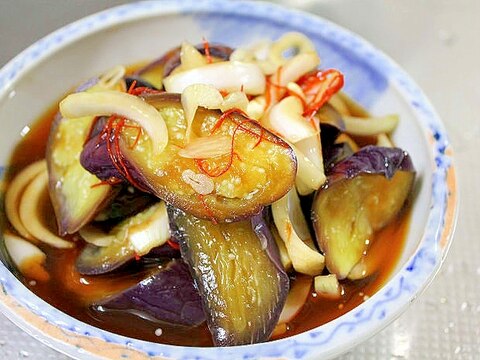 レンジ茄子の酢醤油漬け